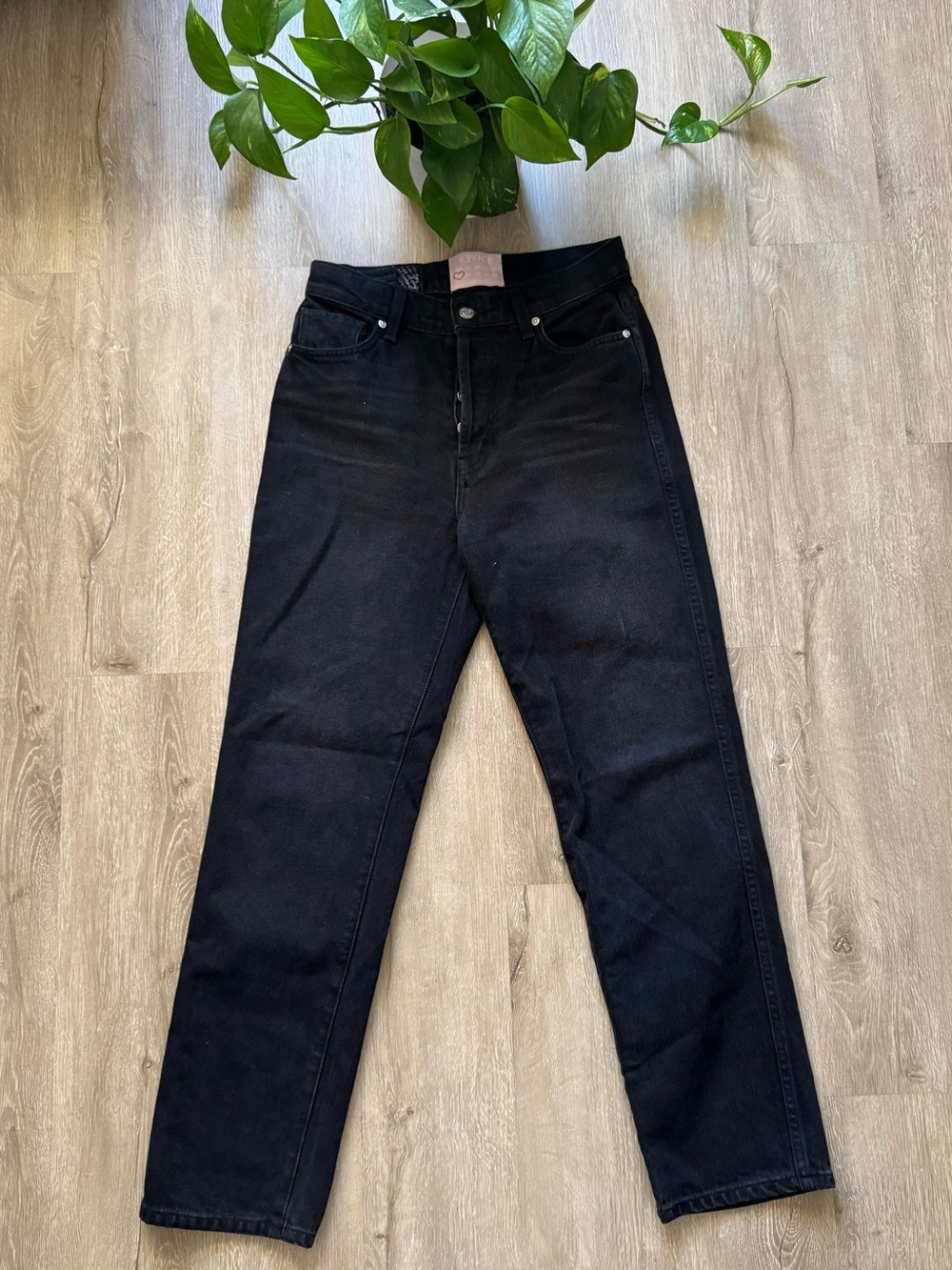 REVICE Ex boyfriend black high rise straight leg jeans size 28